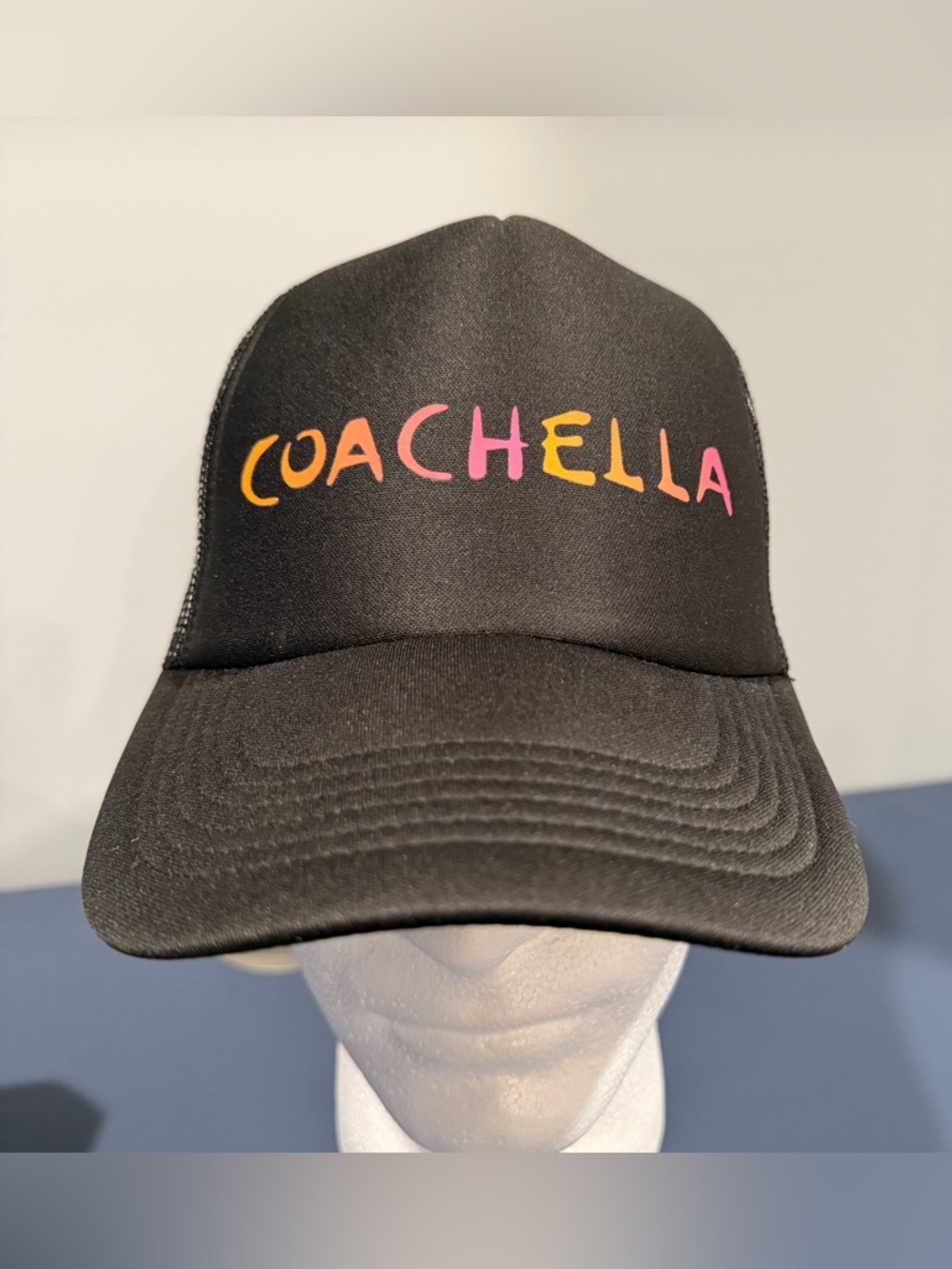 Coachella Trucker Hat Foam Front Snapback Black Festival Cap Adjustable NEW
